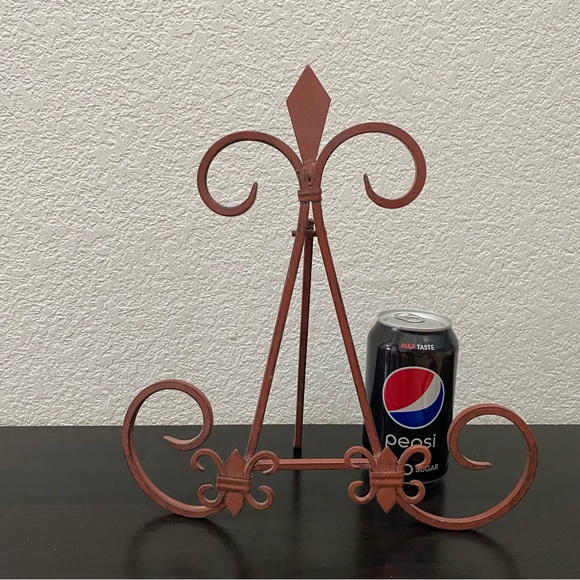 Rust Metal Scroll Easel Foldable Display Book/ Plate Stand - Picture 4 of 8